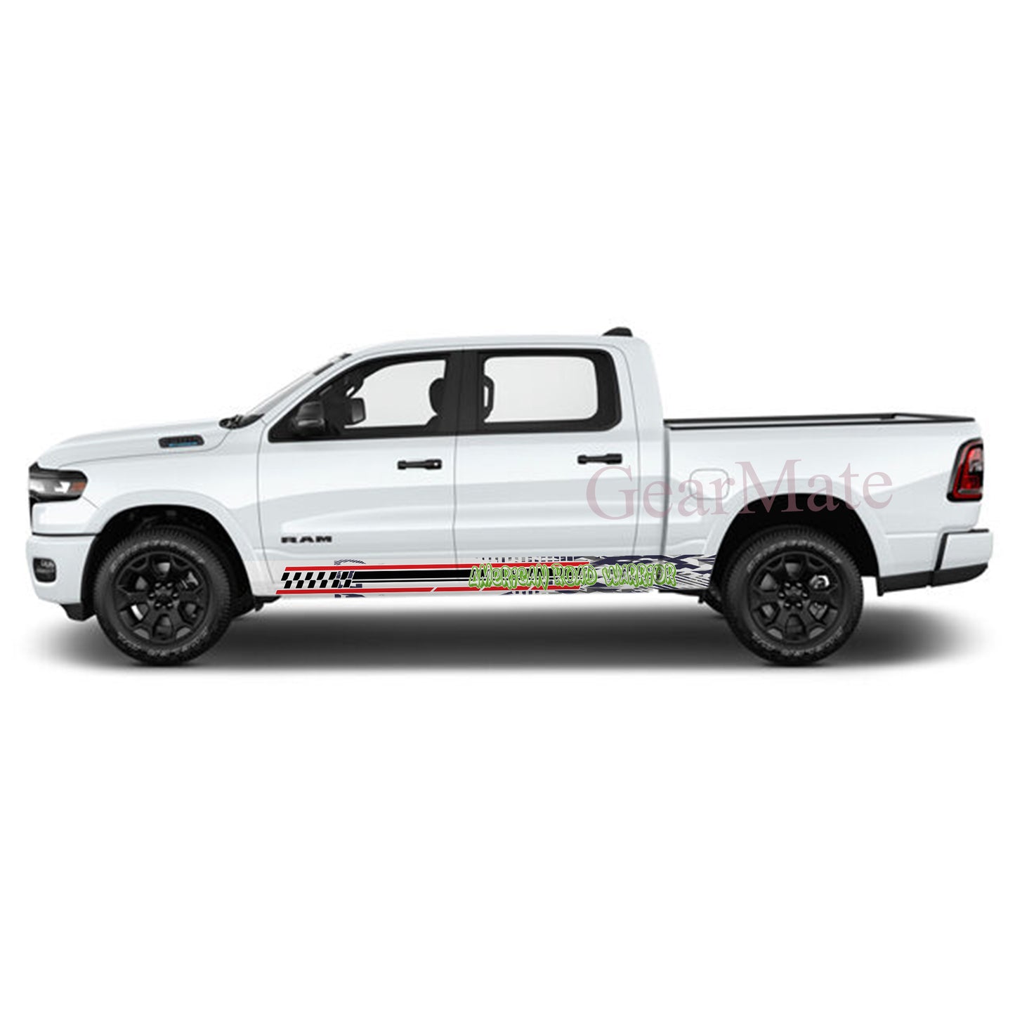 American Road Warrior Rocker Panel Graphic Decal Kit (Left & Right Sides) - High Quality Vinyl for Trucks & SUVs