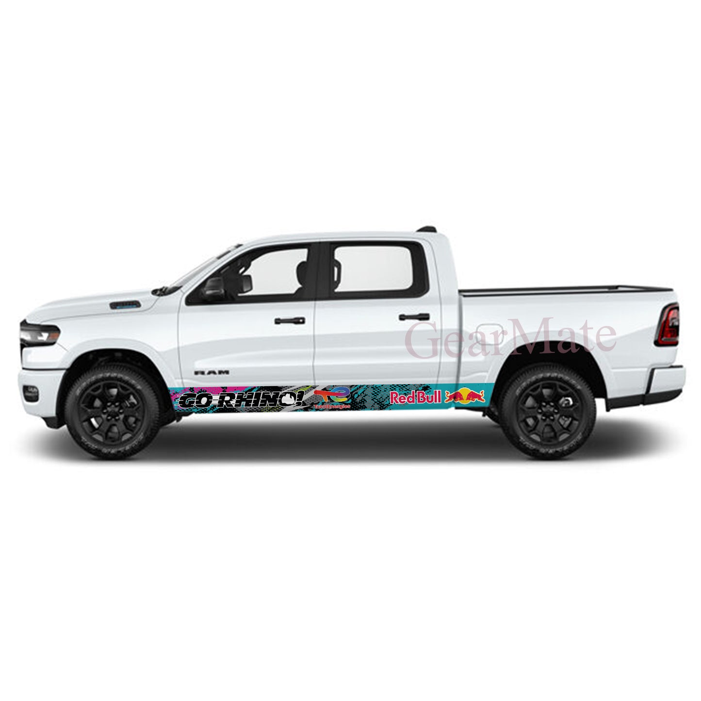 Speed Light Blue Total Energies Rocker Panel Graphic Decal Kit (Left & Right Sides) - High Quality Vinyl for Trucks & SUVs
