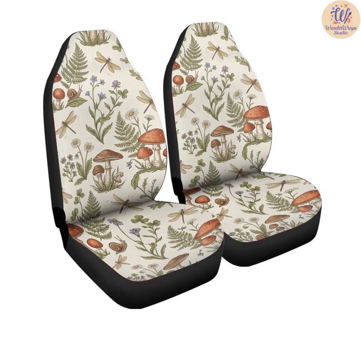 Enchanted Woodland Botanical Car Seat Covers – High Quality Graphic and Polar Fleece Protector Set
