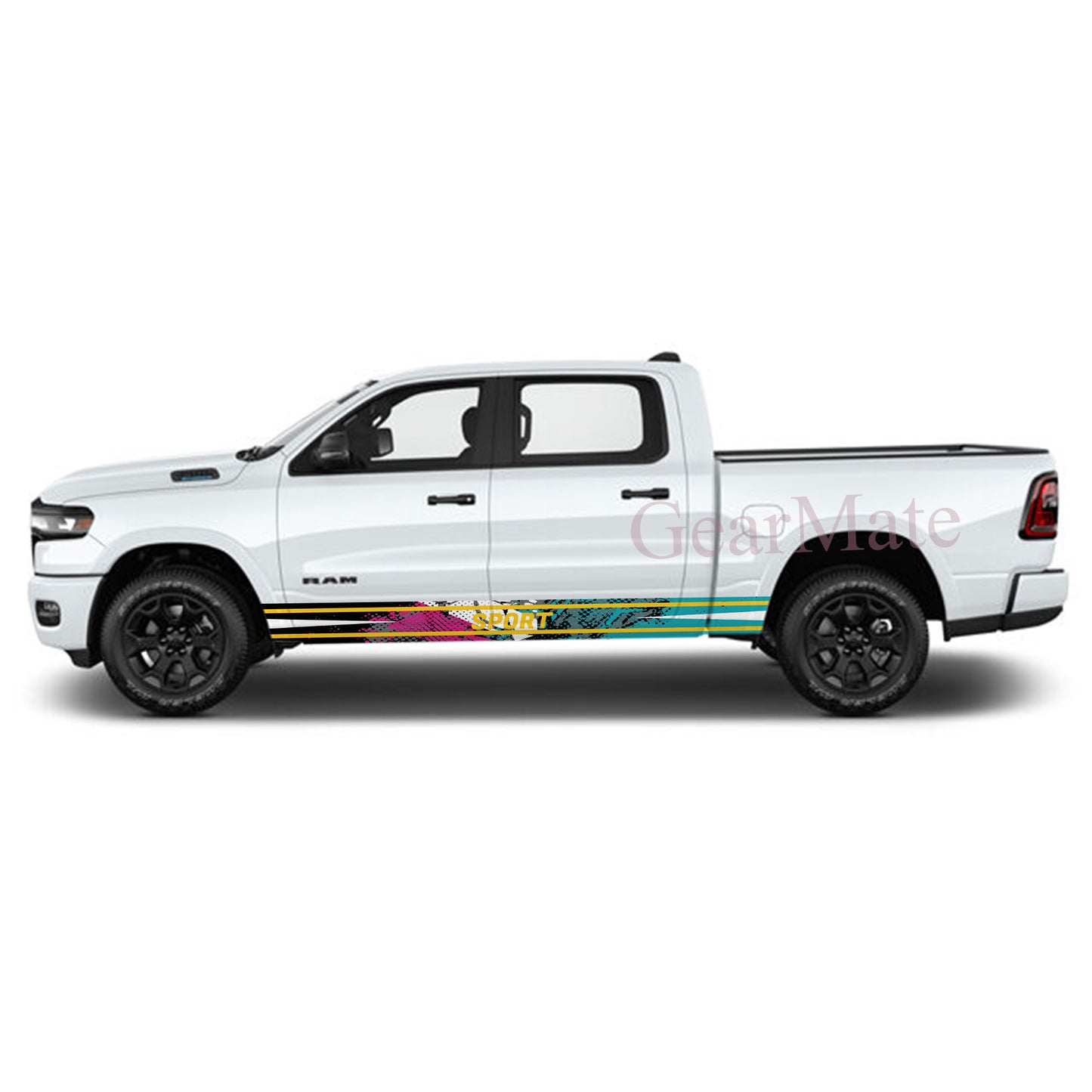 Sport Pink Green Panel Graphic Decal Kit (Left & Right Sides) - High Quality Vinyl for Trucks & SUVs