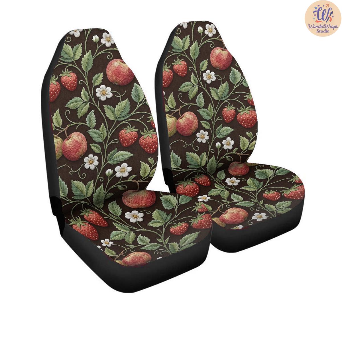 Orchard Strawberry & Apple Car Seat Covers – High Quality Graphic and Polar Fleece Protector Set