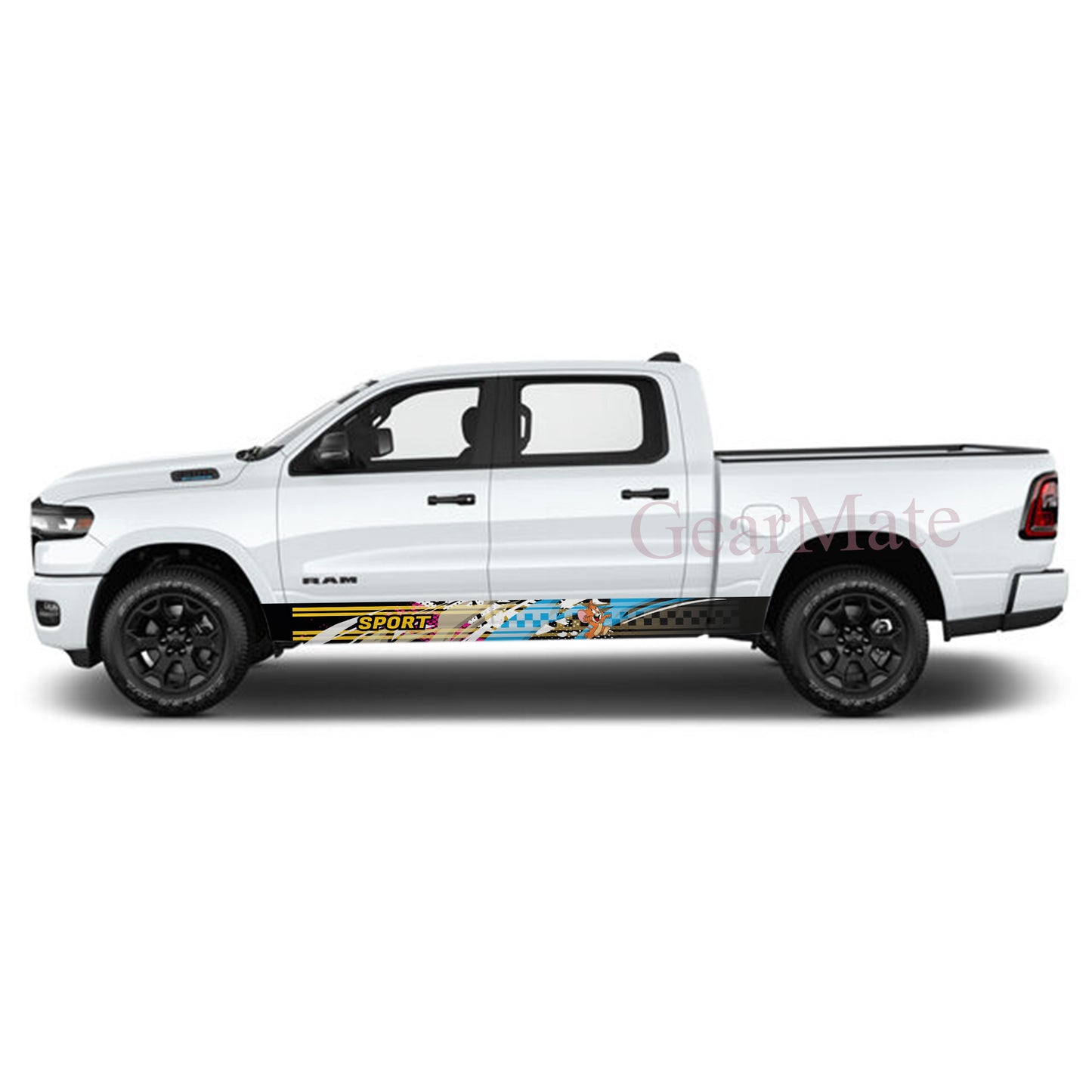 Sport Art Blue Pink Tom & Jerry Rocker Panel Graphic Decal Kit (Left & Right Sides) - High Quality Vinyl for Trucks & SUVs