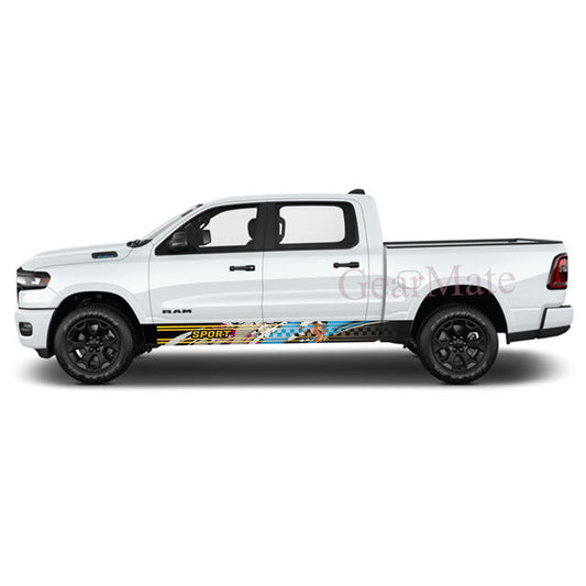 Sport Art Blue Pink Tom & Jerry Rocker Panel Graphic Decal Kit (Left & Right Sides) - High Quality Vinyl for Trucks & SUVs