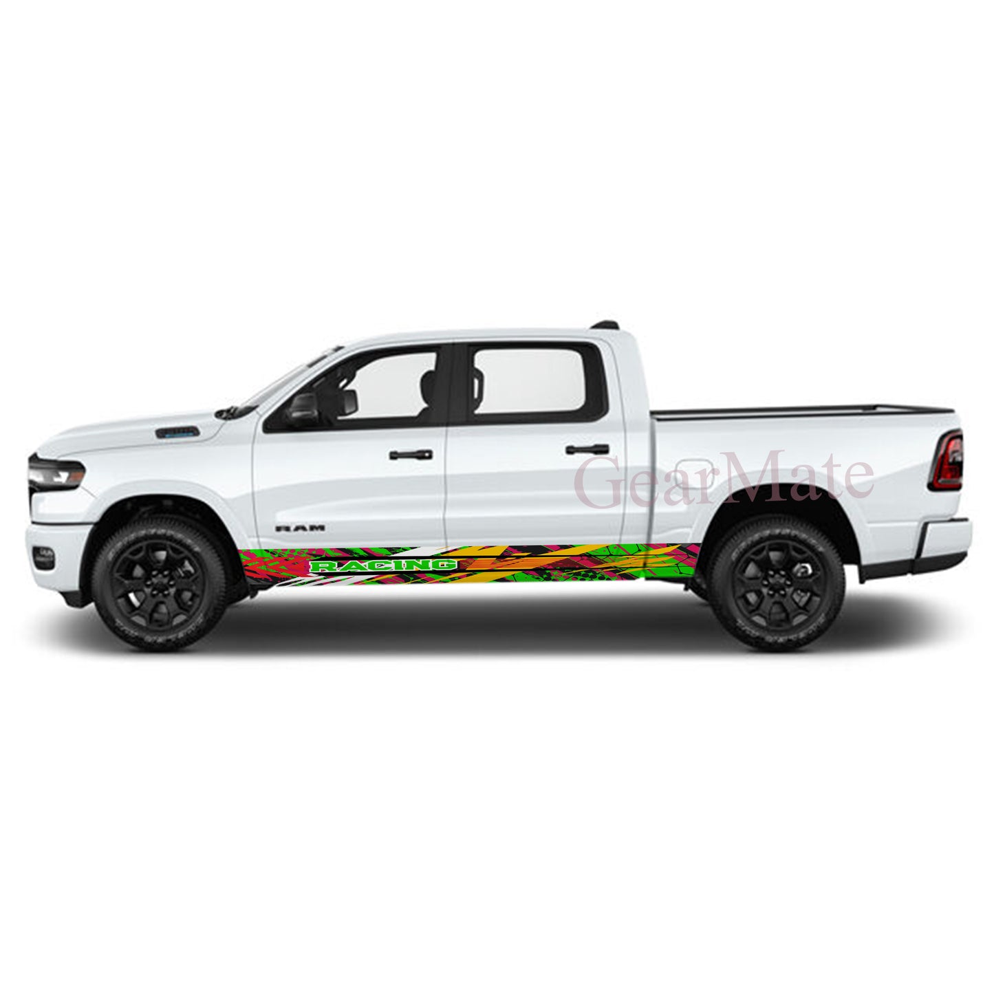 Racing Grunge Green Panel Graphic Decal Kit (Left & Right Sides) - High Quality Vinyl for Trucks & SUVs