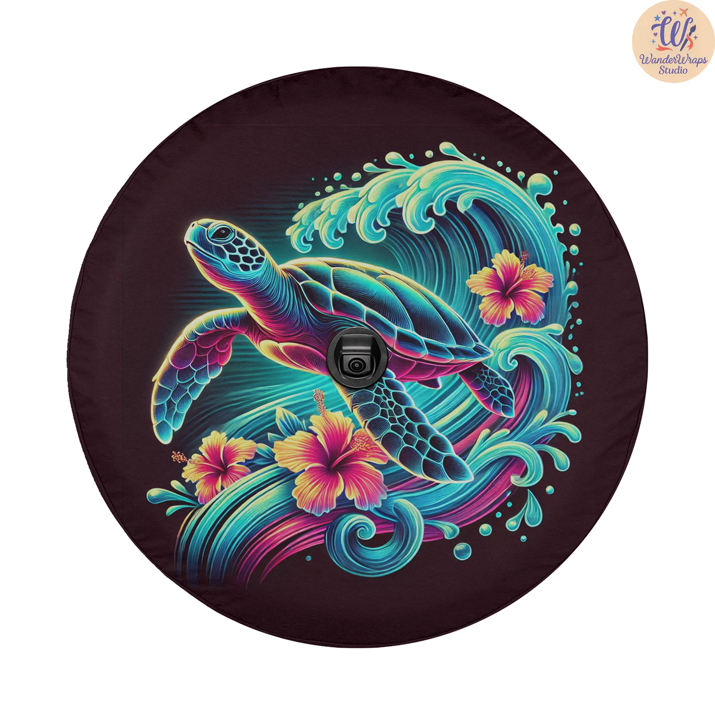 Neon Turquoise Spare Tire Cover – Waterproof UV Resistant Protector with Camera Hole