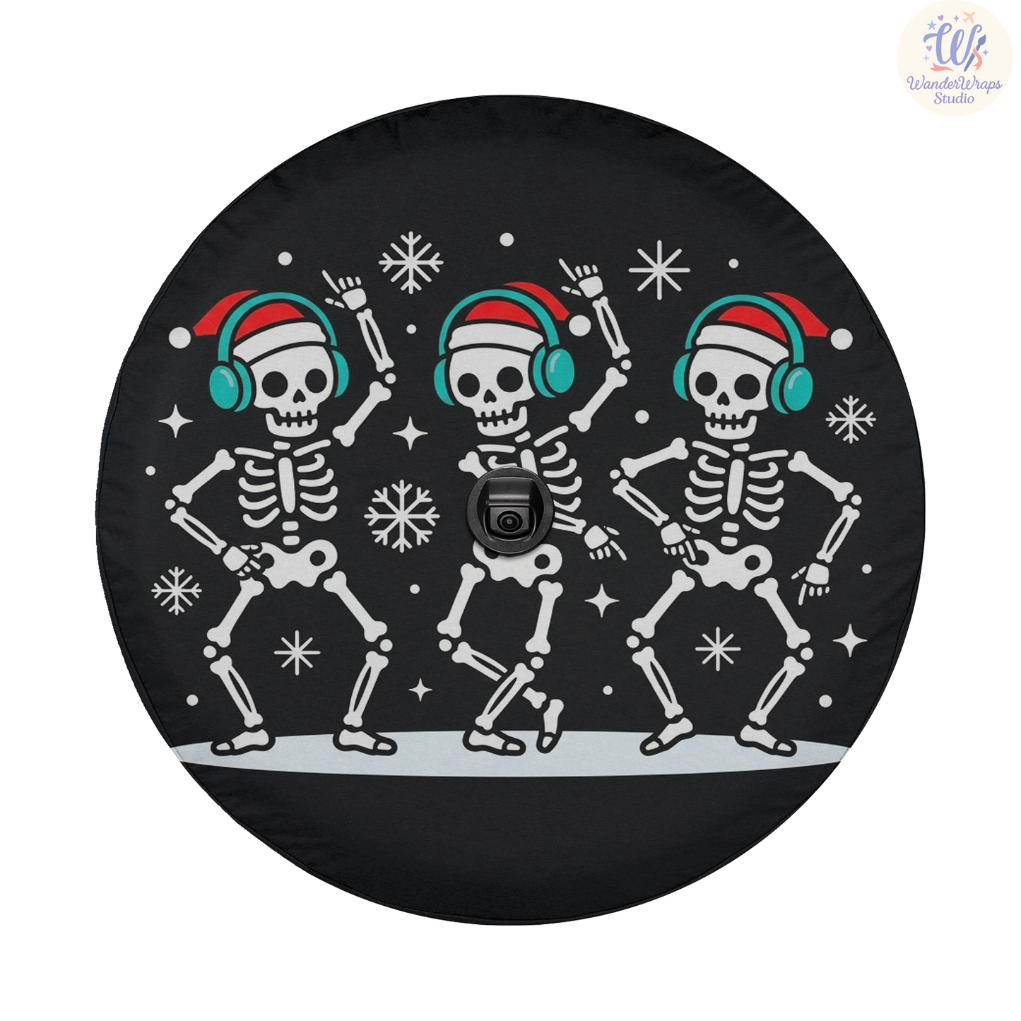 Music Skeletons Spare Tire Cover – Waterproof UV Resistant Protector with Camera Hole