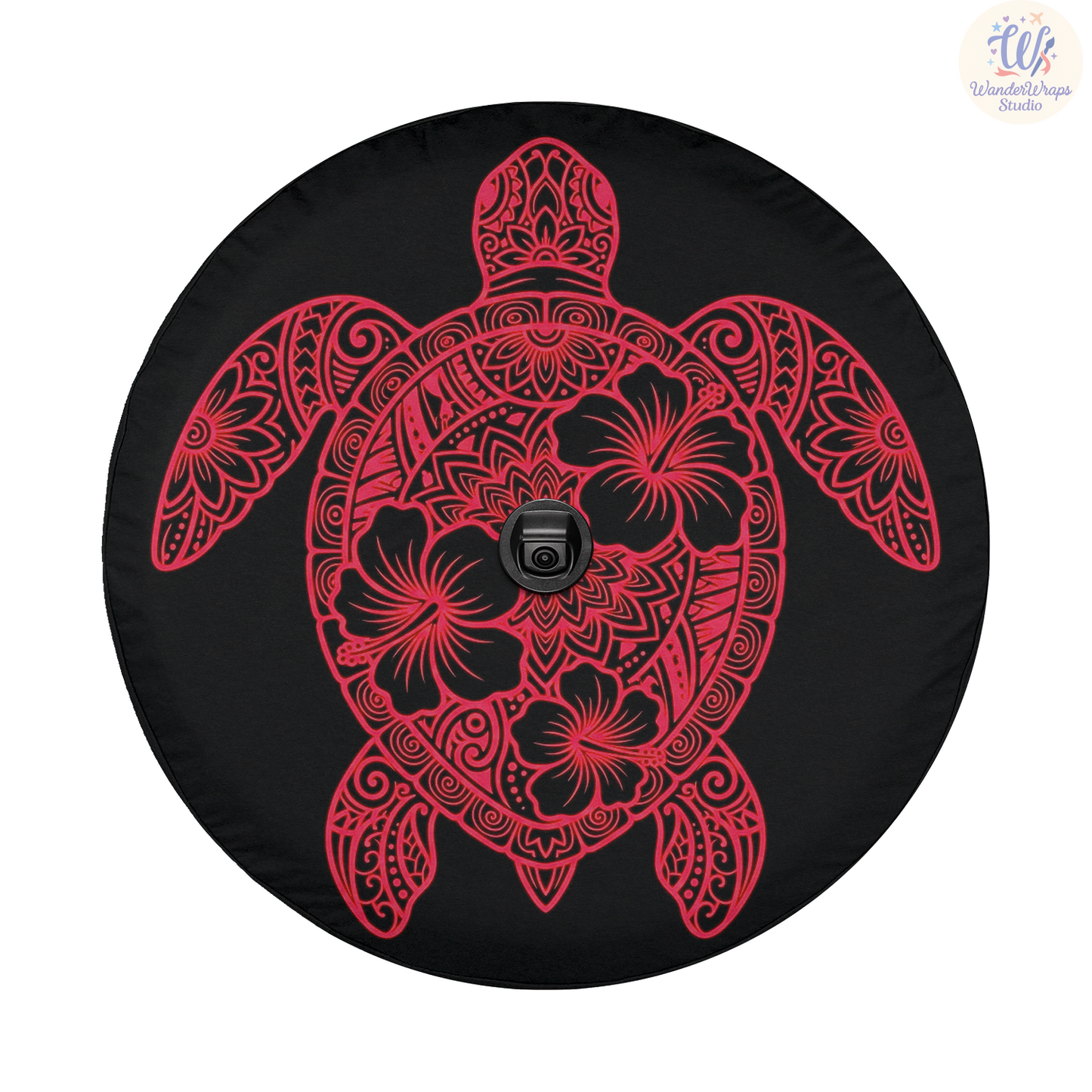 Floral Mandala Sea Turtle Spare Tire Cover – Waterproof UV Resistant Protector with Camera Hole