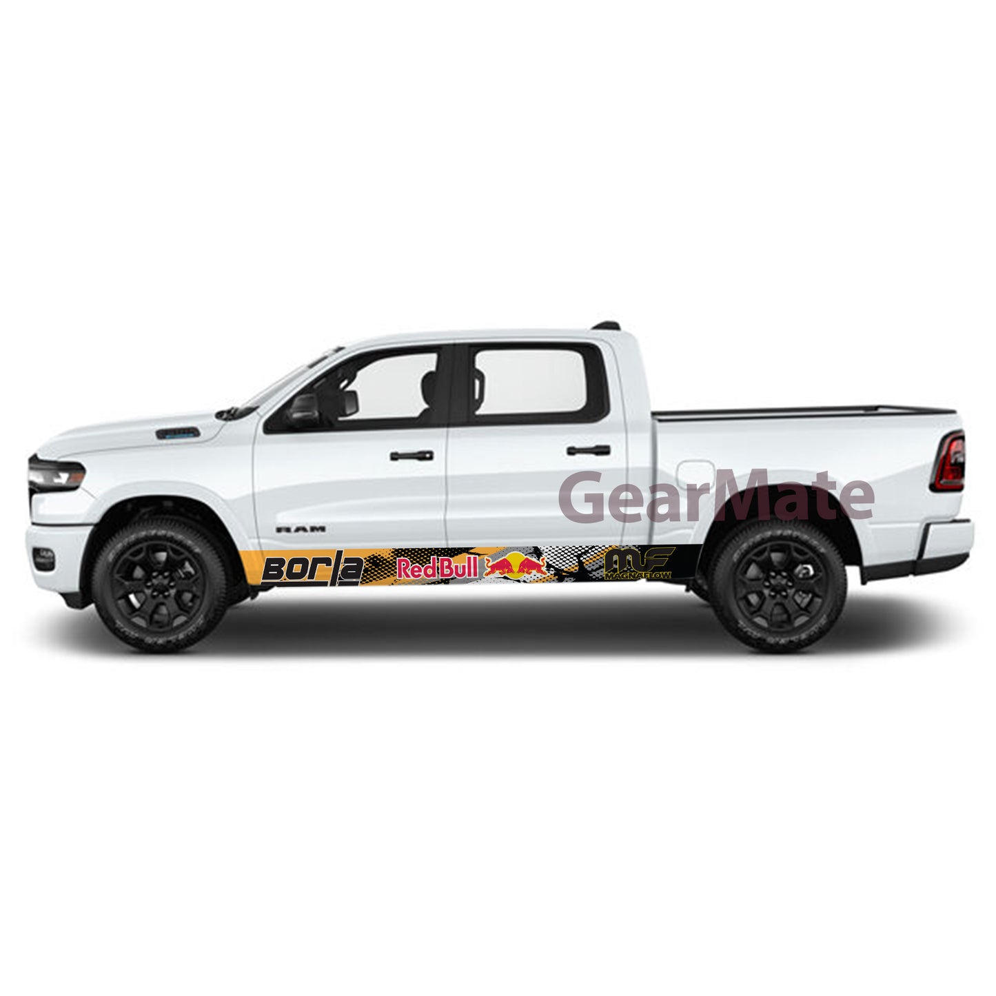 Racing Orange Redbull Borla Rocker Panel Graphic Decal Kit (Left & Right Sides) - High Quality Vinyl for Trucks & SUVs