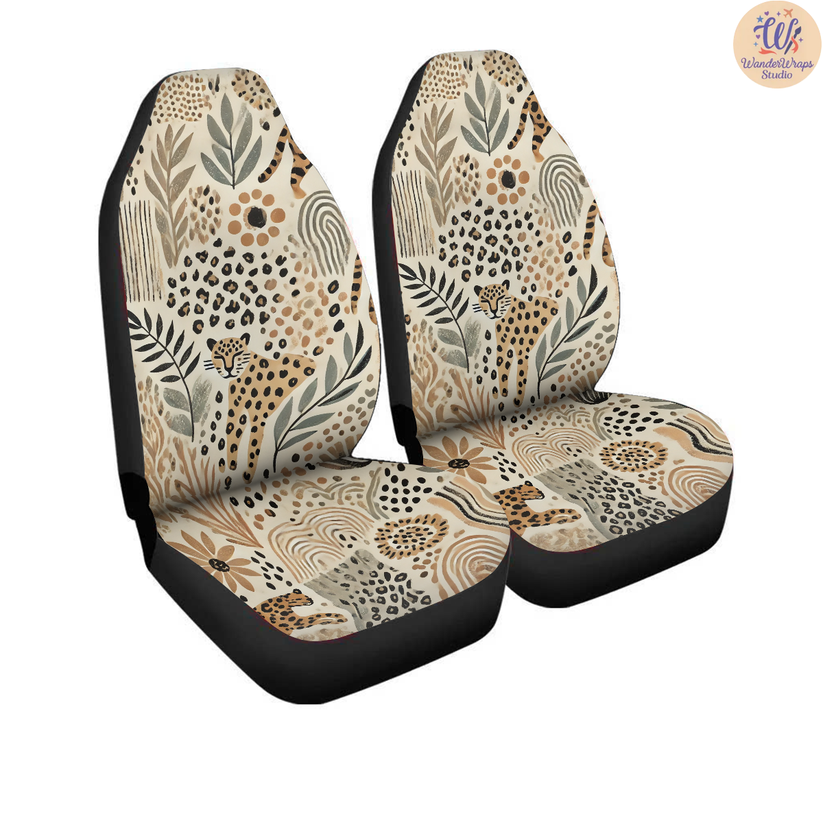 Boho Leopard Car Seat Covers – High Quality Graphic and Polar Fleece Protector Set