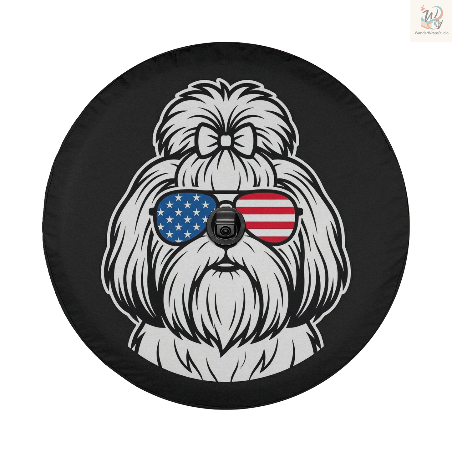 Shih Tzu Dog Spare Tire Cover – Waterproof UV Resistant Protector with Camera Hole
