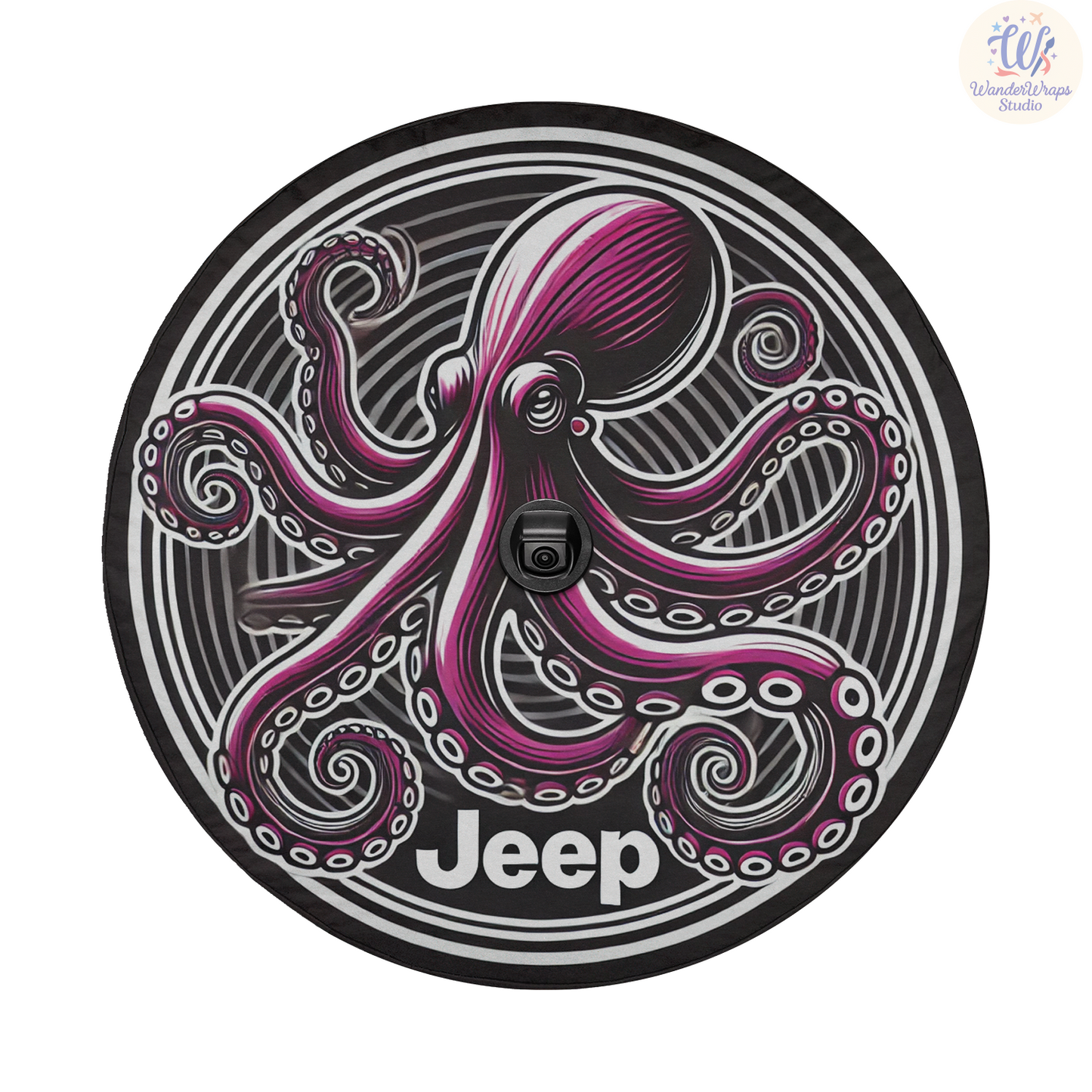 Pink Octopus Spare Tire Cover – Waterproof UV Resistant Protector with Camera Hole