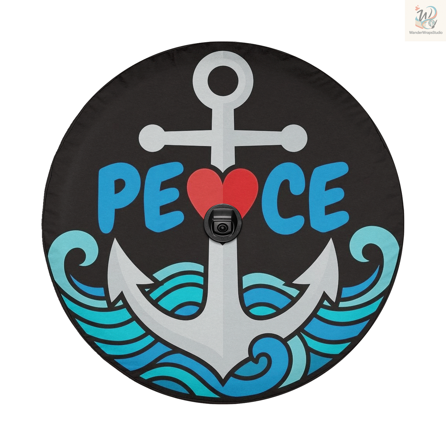 Peace Anchor Spare Tire Cover – Waterproof UV Resistant Protector with Camera Hole