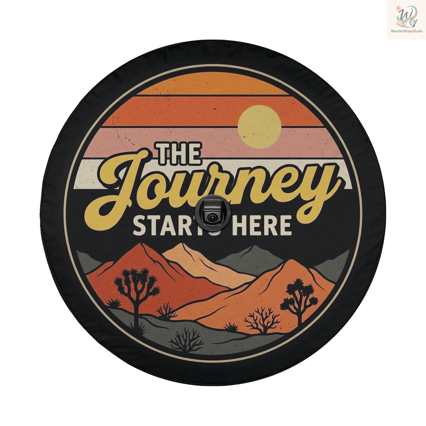 The Journey Starts Here Spare Tire Cover – Waterproof UV Resistant Protector with Camera Hole
