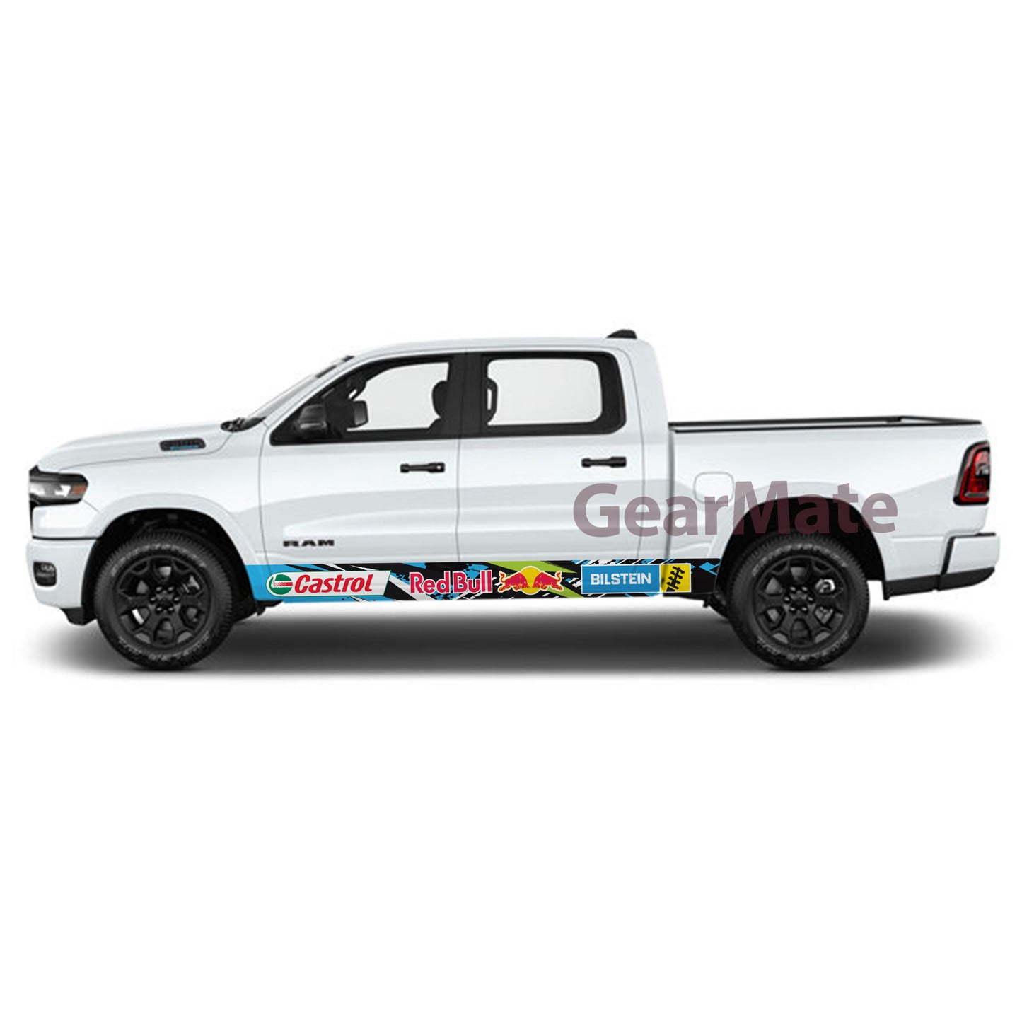Sport Stripe Racing BG Bilstein Castrol Redbull Rocker Panel Graphic Decal Kit (Left & Right Sides) - High Quality Vinyl for Trucks & SUVs