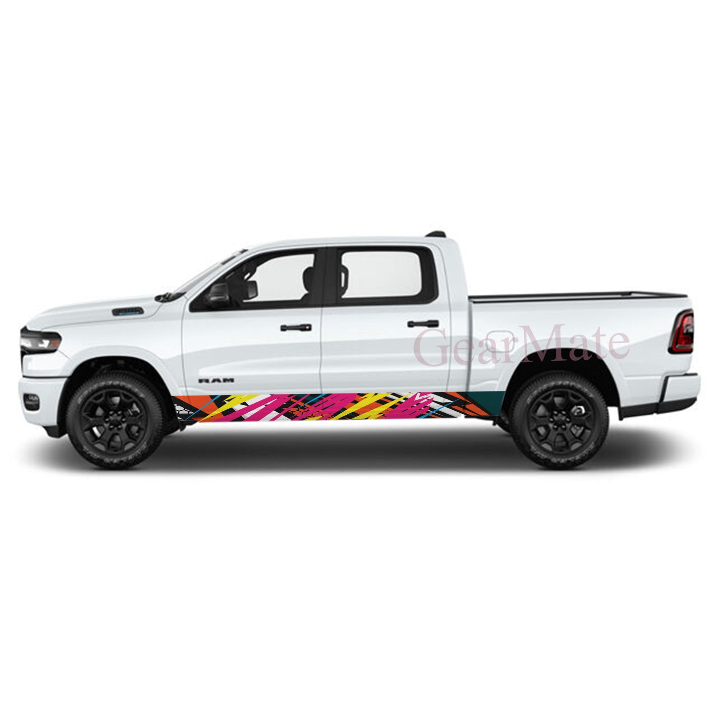 Racing Abstract Pink Rocker Panel Graphic Decal Kit (Left & Right Sides) - High Quality Vinyl for Trucks & SUVs