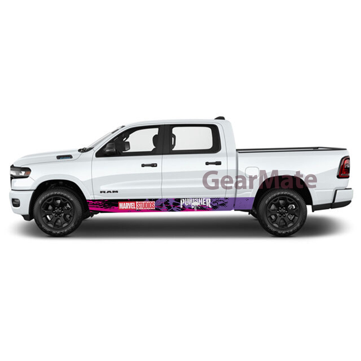 Sport Marvel The Punisher Rocker Panel Graphic Decal Kit (Left & Right Sides) - High Quality Vinyl for Trucks & SUVs