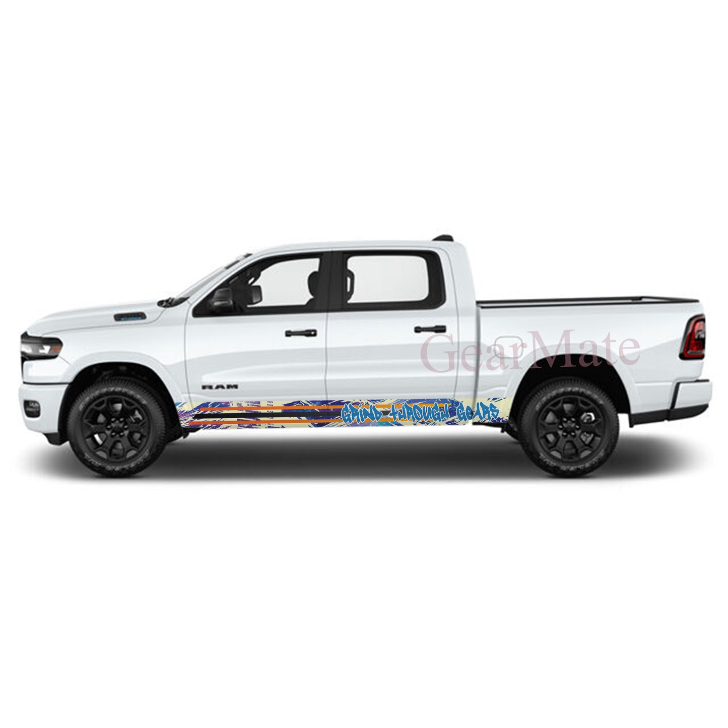 Grind Through Gears Rocker Panel Graphic Decal Kit (Left & Right Sides) - High Quality Vinyl for Trucks & SUVs