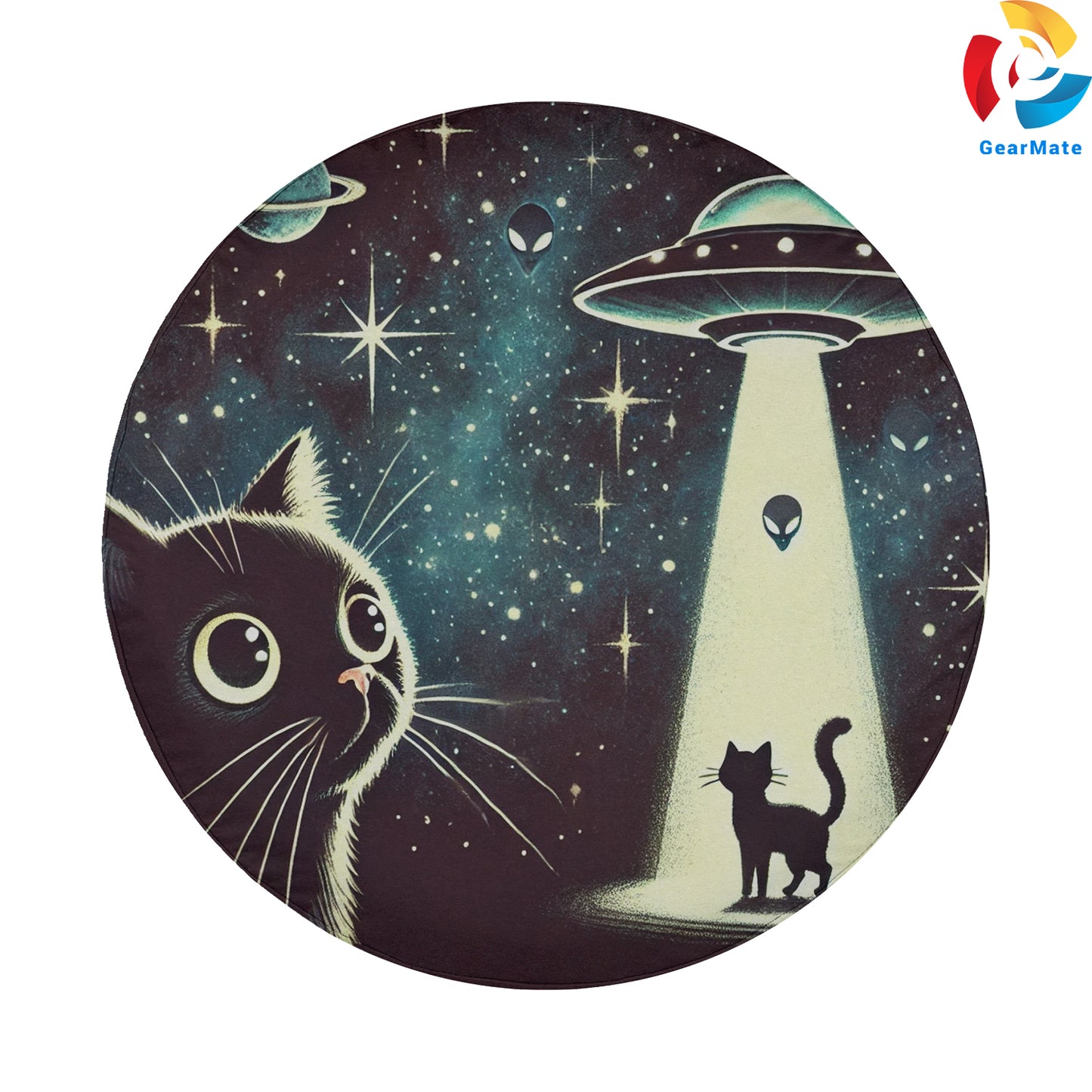 Cat and UFOs Spare Tire Cover – Premium Waterproof UV Resistant Protector