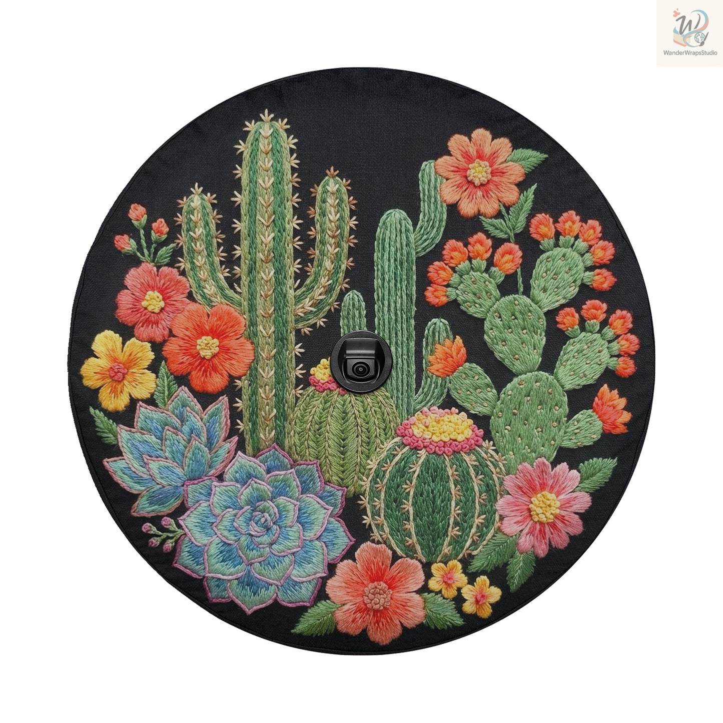 Cactus & Succulent Garden Spare Tire Cover – Waterproof UV Resistant Protector with Camera Hole