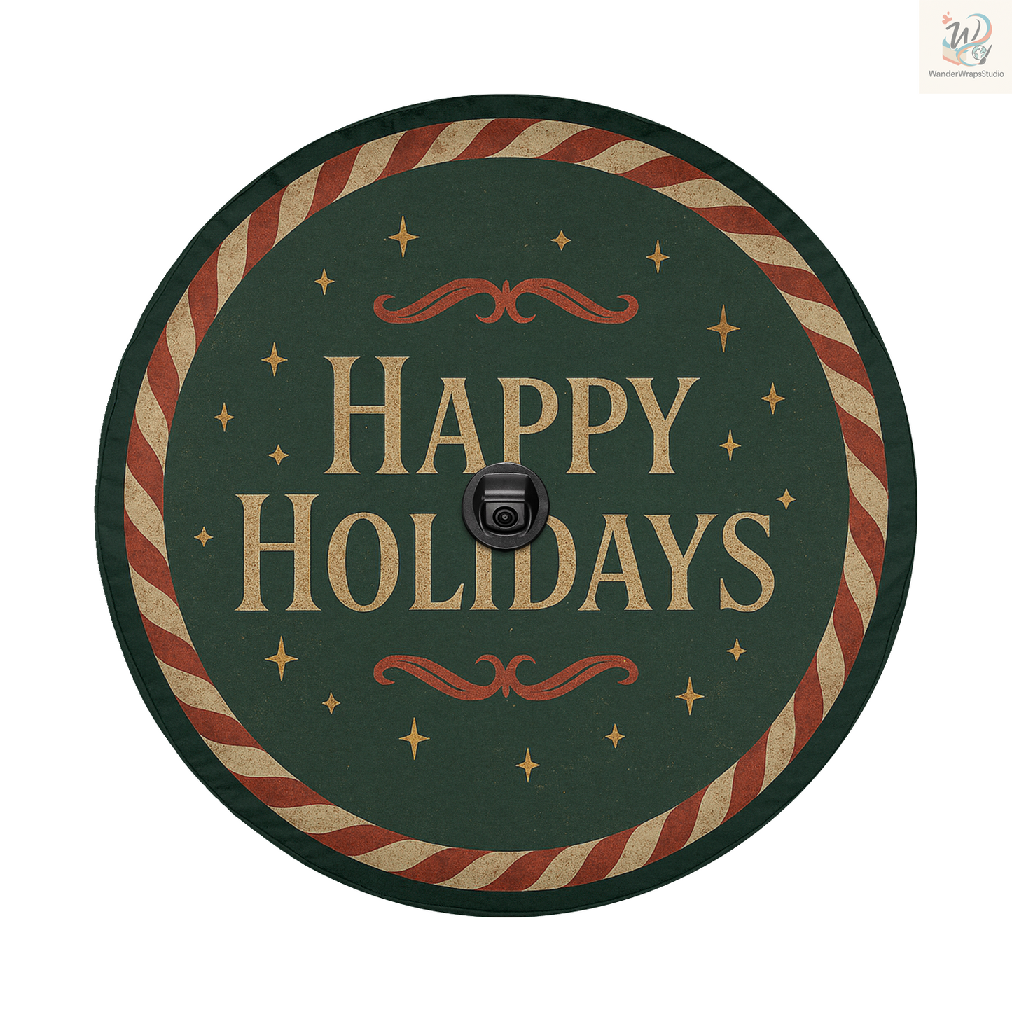 Happy Holidays Spare Tire Cover – Waterproof UV Resistant Protector with Camera Hole