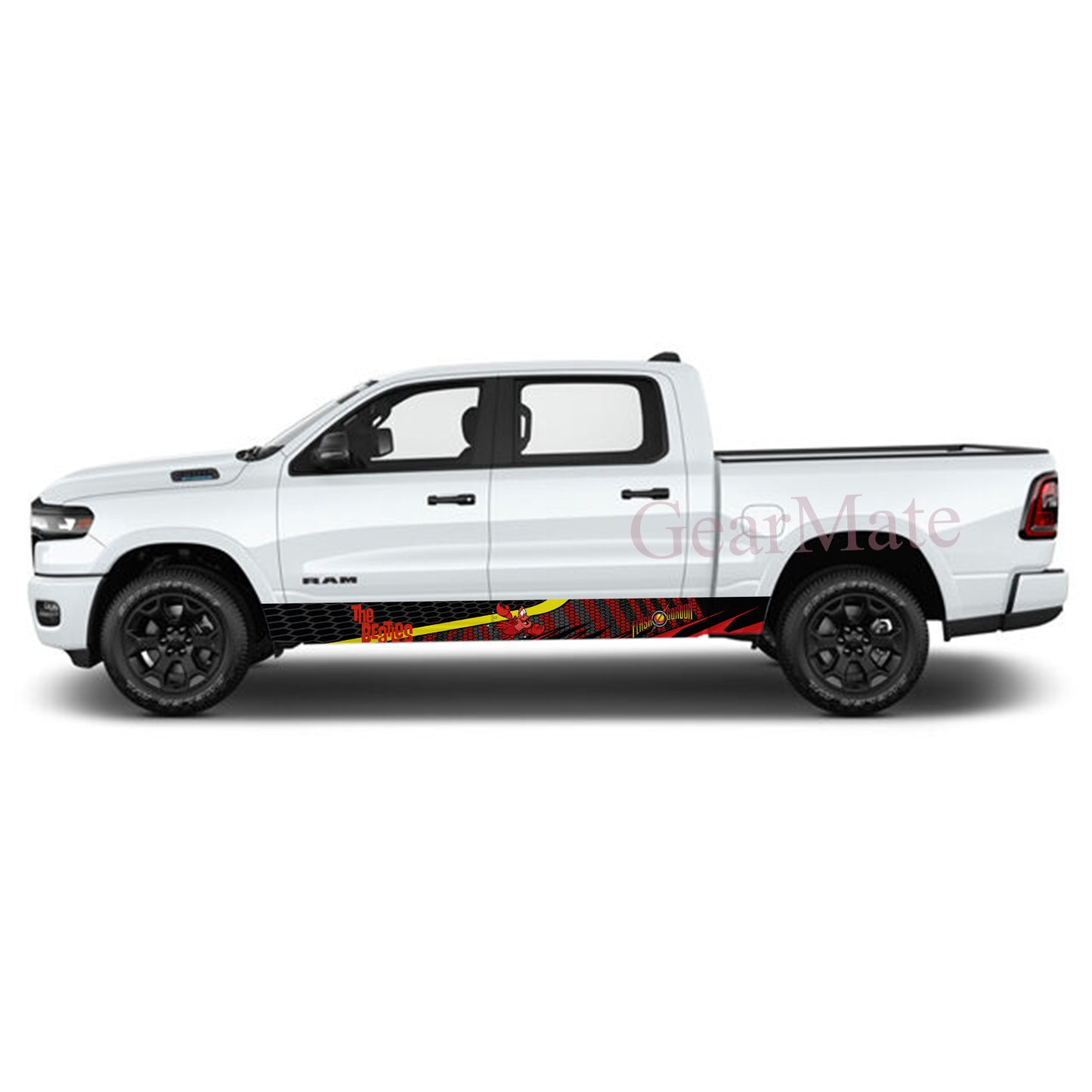 Racing Track Shell Little Mermaid Rocker Panel Graphic Decal Kit (Left & Right Sides) - High Quality Vinyl for Trucks & SUVs