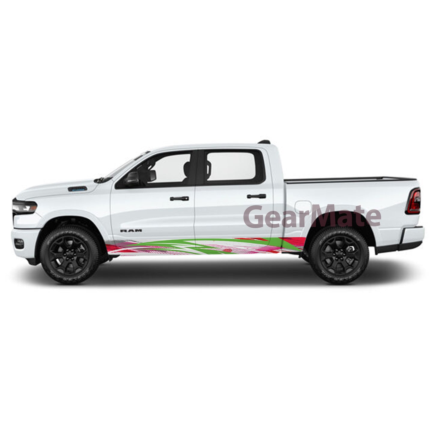 Sport Paint Red Green Rocker Panel Graphic Decal Kit (Left & Right Sides) - High Quality Vinyl for Trucks & SUVs