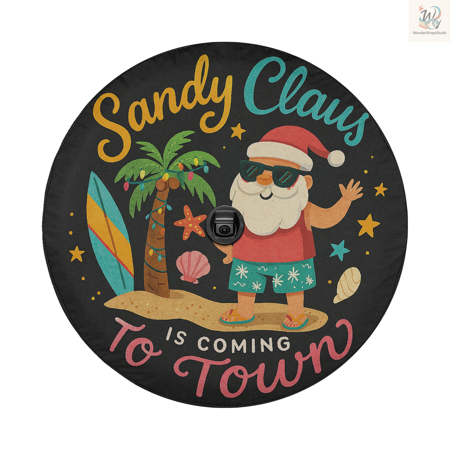 Sandy Claus Spare Tire Cover – Waterproof UV Resistant Protector with Camera Hole
