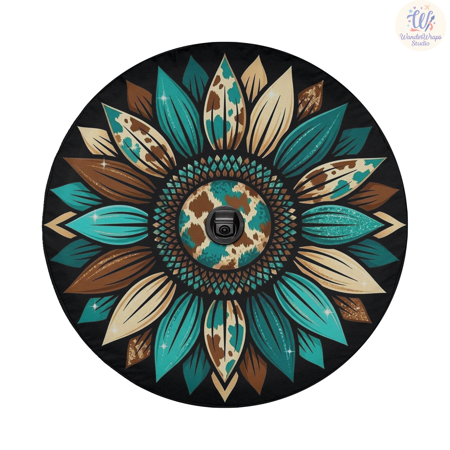 Sunflower Petals Spare Tire Cover – Waterproof UV Resistant Protector with Camera Hole