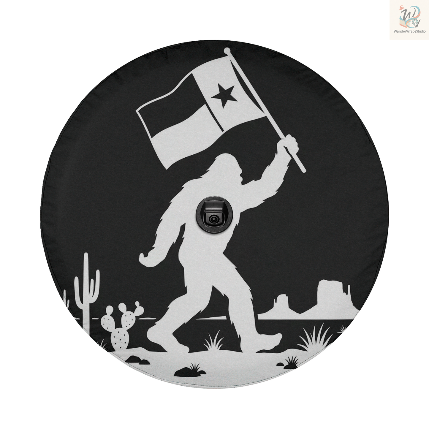 Big Foot Texas Flag Spare Tire Cover – Waterproof UV Resistant Protector with Camera Hole