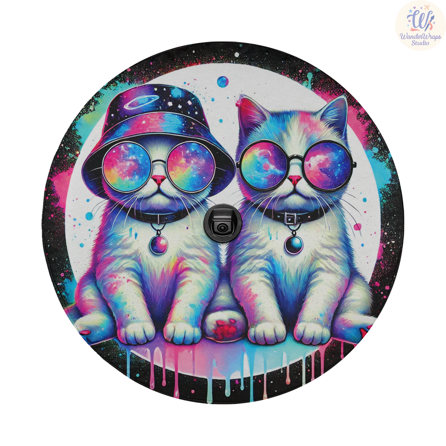 Two Watercolor Cats Spare Tire Cover – Waterproof UV Resistant Protector with Camera Hole