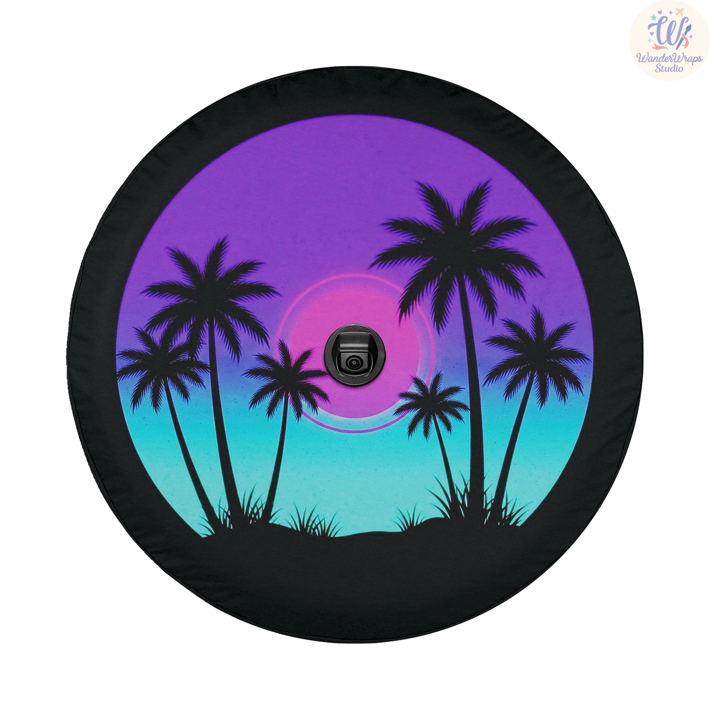 Neon Tropical Spare Tire Cover – Waterproof UV Resistant Protector with Camera Hole