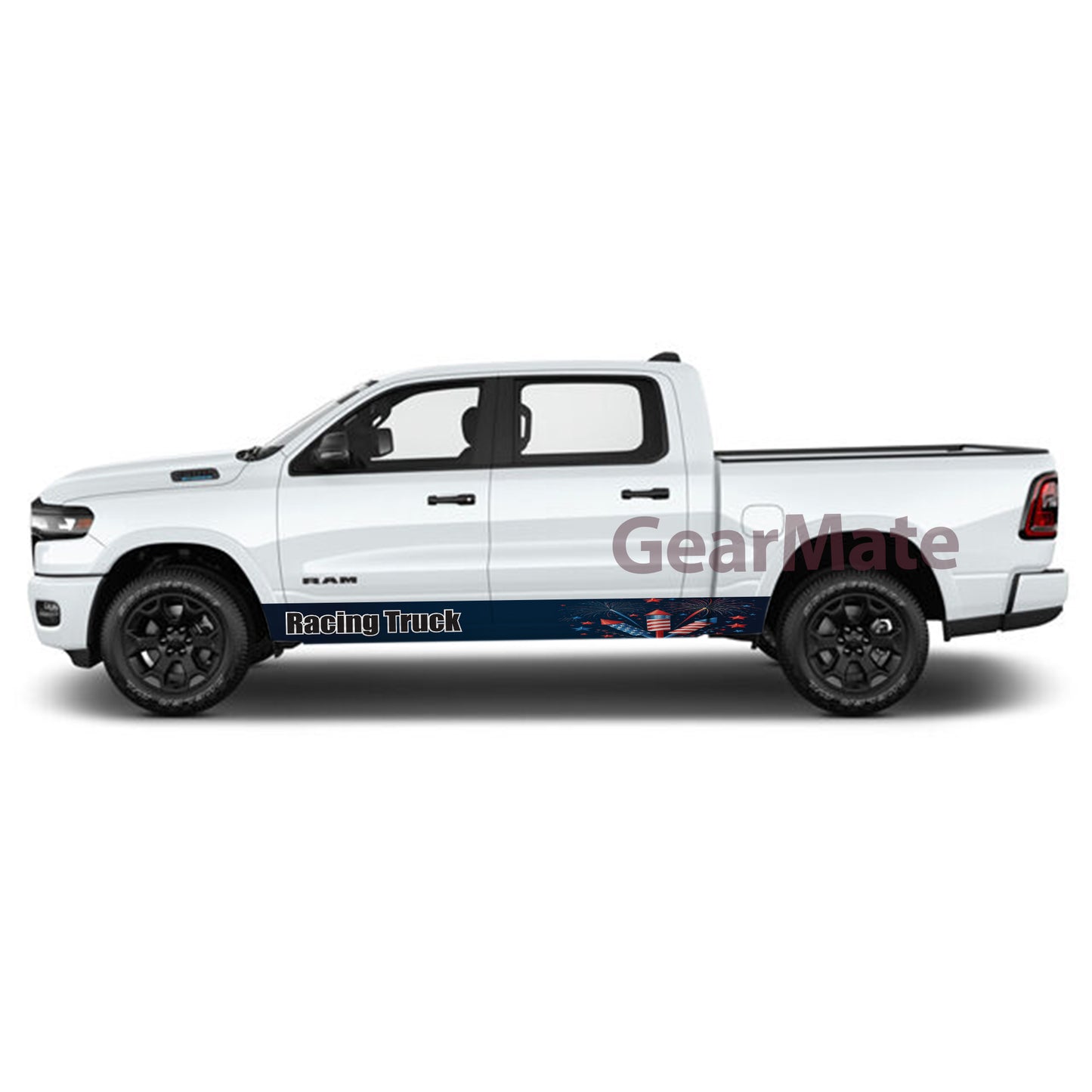Racing Truck Rocker Panel Graphic Decal Kit (Left & Right Sides) - High Quality Vinyl for Trucks & SUVs
