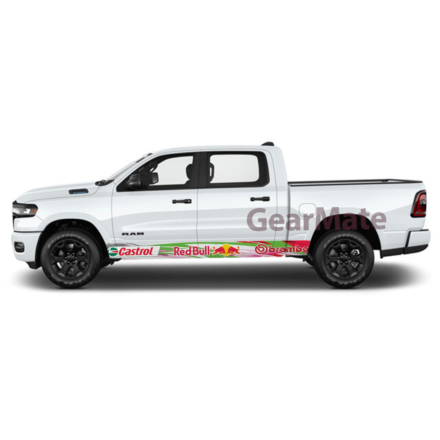 Sport Paint Red Green Brembo Castrol Redbull Rocker Panel Graphic Decal Kit (Left & Right Sides) - High Quality Vinyl for Trucks & SUVs