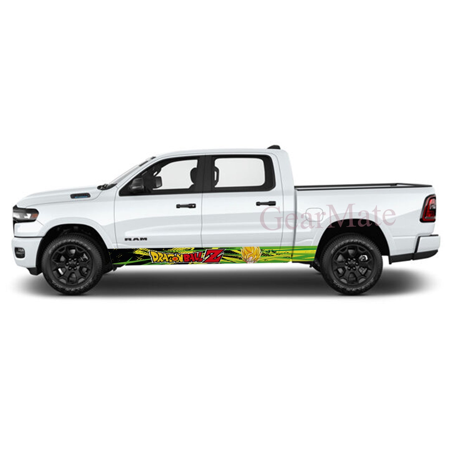 Green Yellow Dragon Ball Z Rocker Panel Graphic Decal Kit (Left & Right Sides) - High Quality Vinyl for Trucks & SUVs