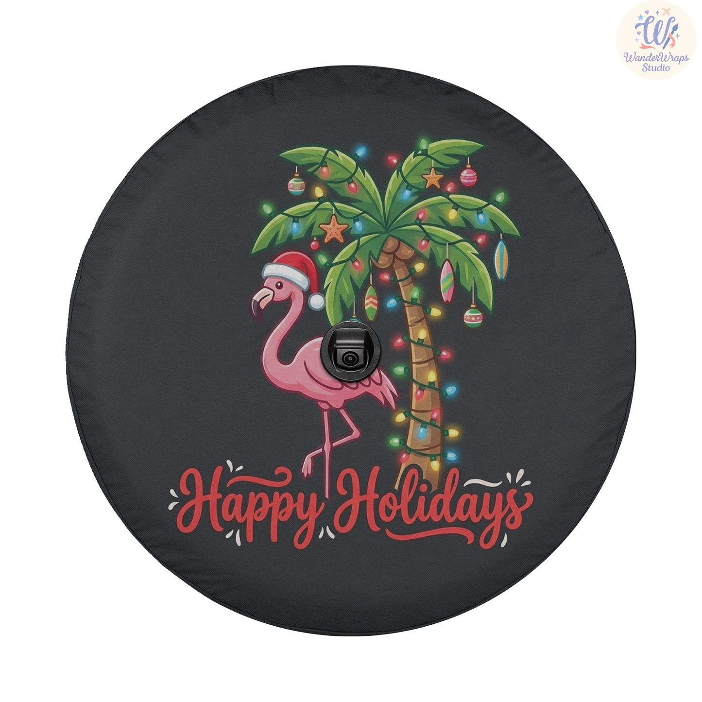 Happy Holidays Spare Tire Cover – Waterproof UV Resistant Protector with Camera Hole