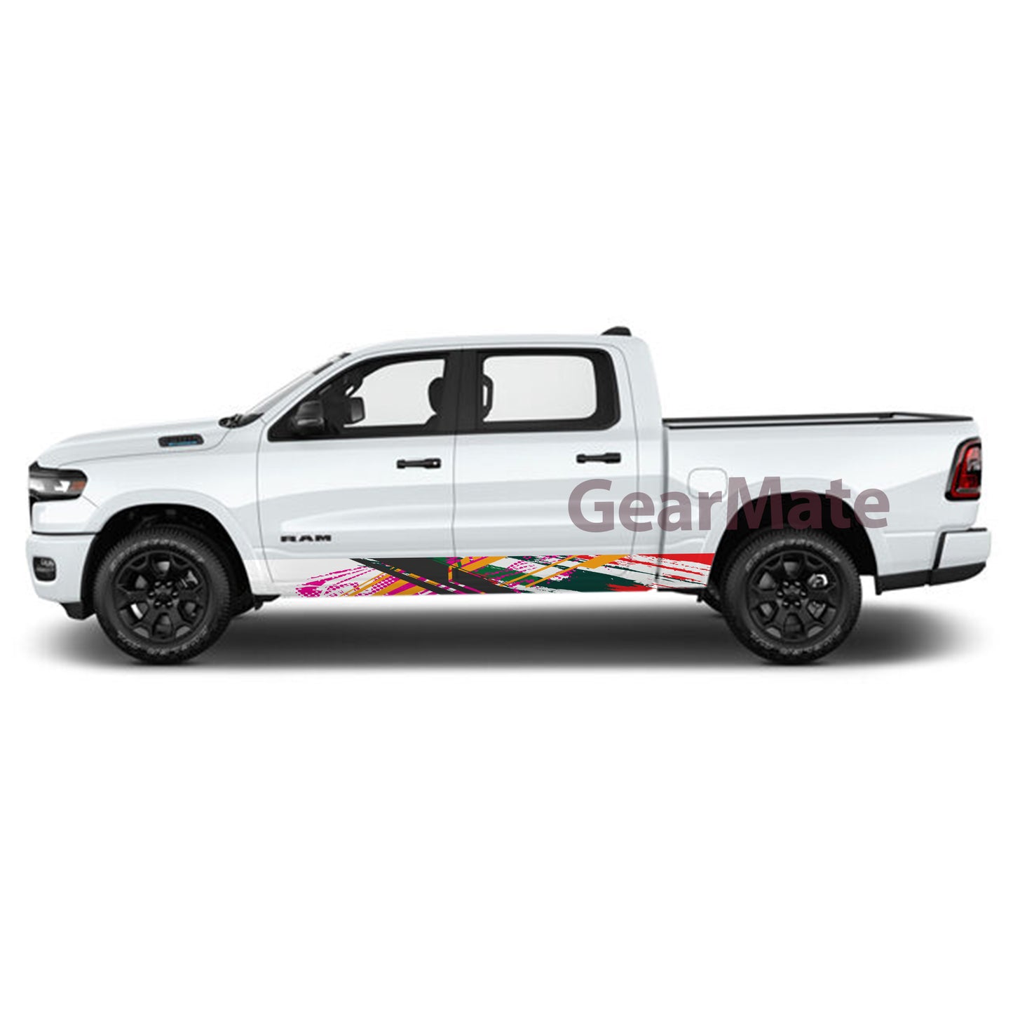 Sport White Black Rocker Panel Graphic Decal Kit (Left & Right Sides) - High Quality Vinyl for Trucks & SUVs