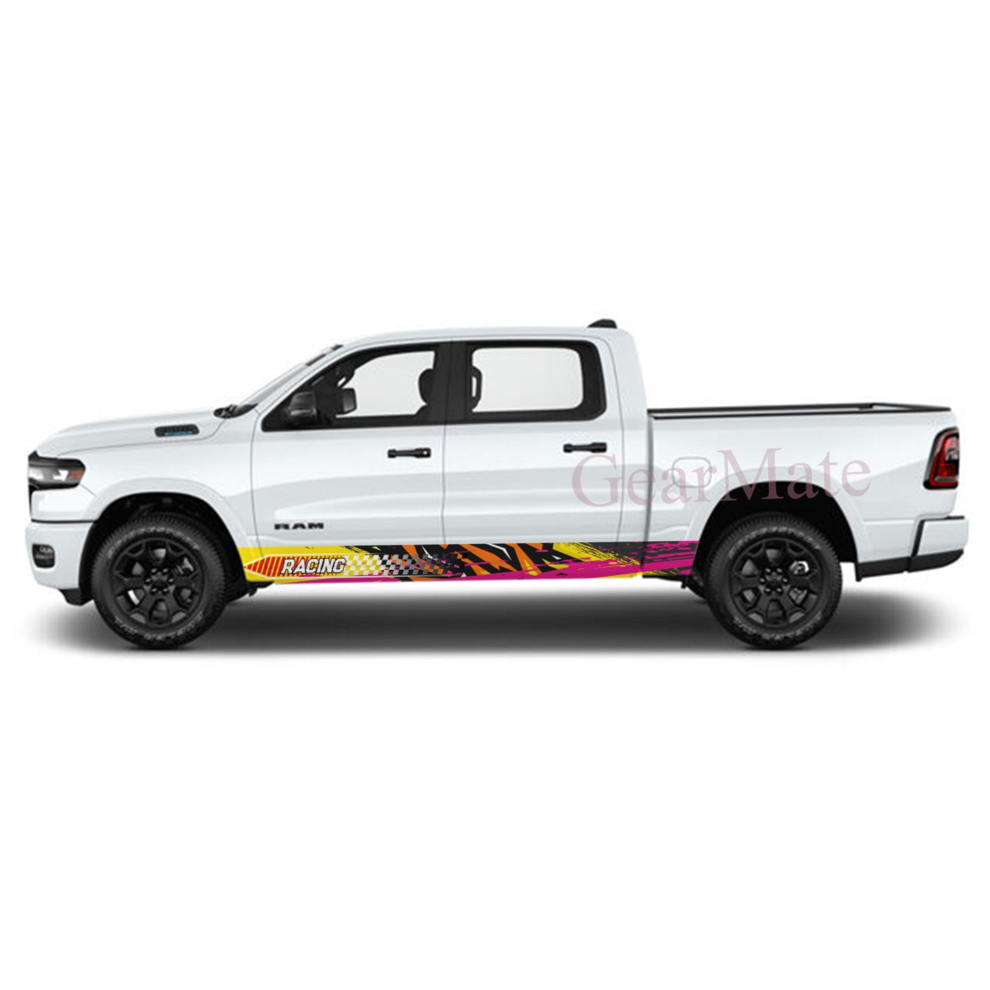 Racing Pink Orange Rocker Panel Graphic Decal Kit (Left & Right Sides) - High Quality Vinyl for Trucks & SUVs