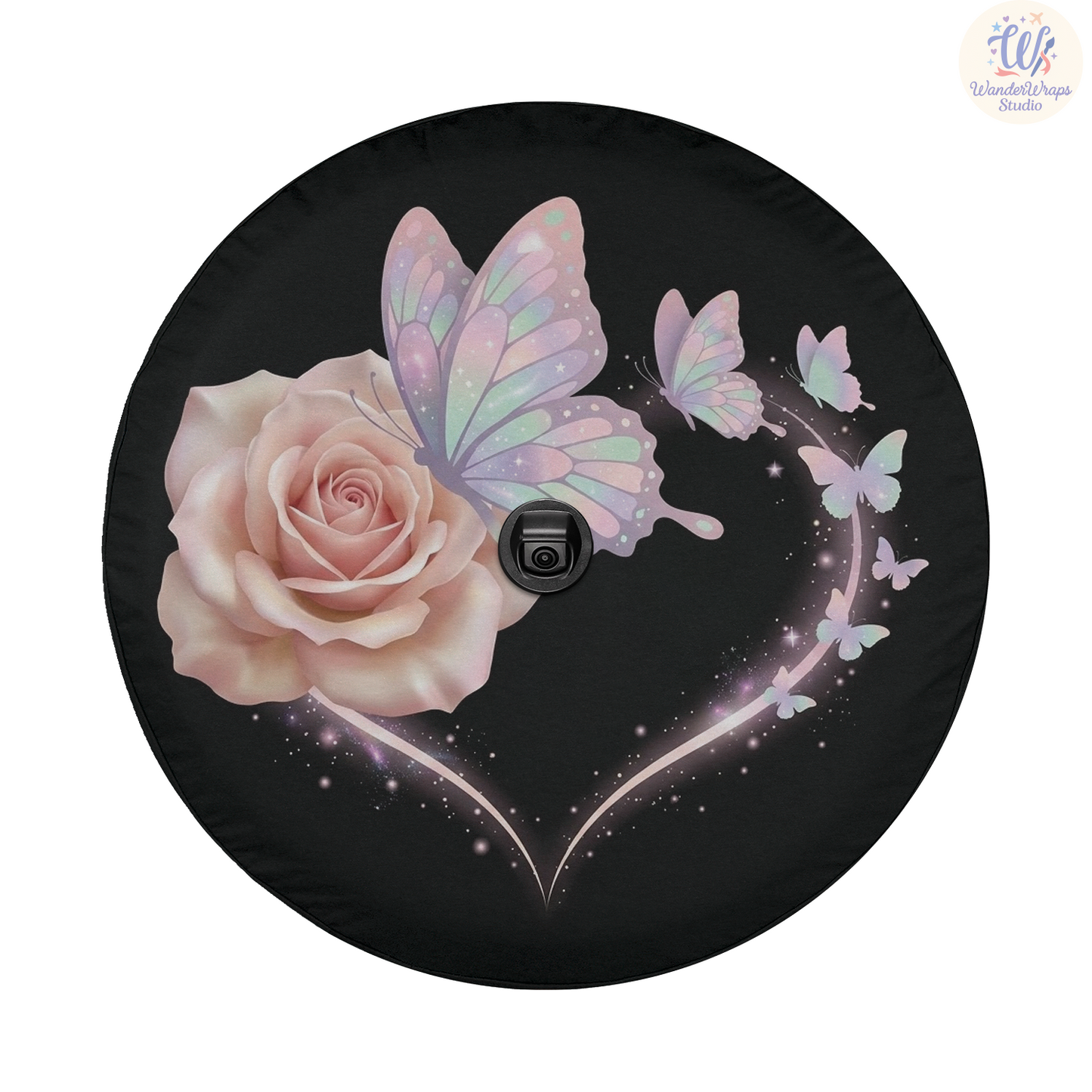 Sunflower & Butterfly Spare Tire Cover – Waterproof UV Resistant Protector with Camera Hole