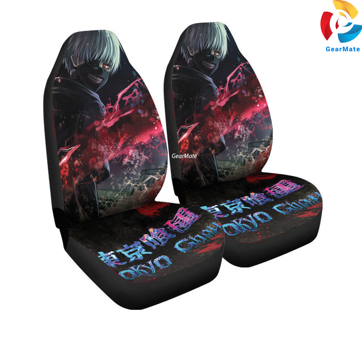 Tokyo Ghoul Red Car Seat Covers – High Quality Graphic and Polar Fleece Protector Set