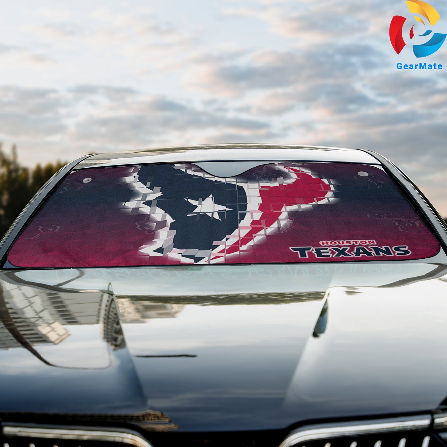 Houston Texans NFL Football Logo Reflective Car Sunshade – Premium Heat & UV Protection, Universal Fit