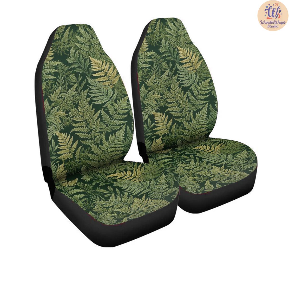 Forest Fern Botanical Pattern Car Seat Covers – High Quality Graphic and Polar Fleece Protector Set