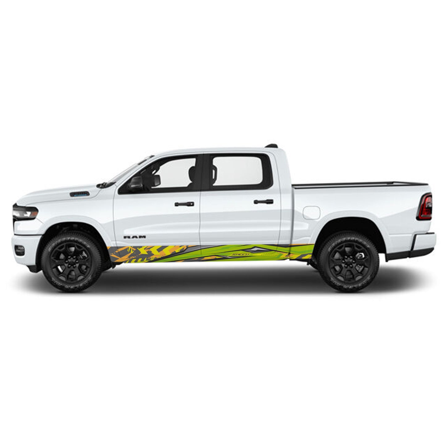 Green Speed Rocker Panel Graphic Decal Kit (Left & Right Sides) - High Quality Vinyl for Trucks & SUVs