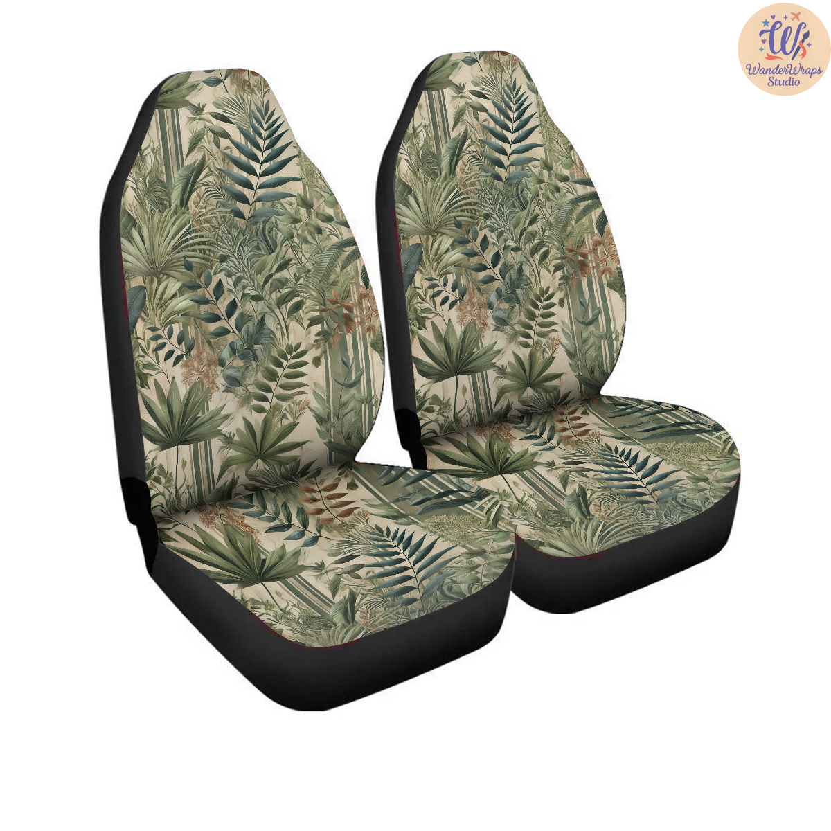 Green Wildflowers Car Seat Covers – High Quality Graphic and Polar Fleece Protector Set