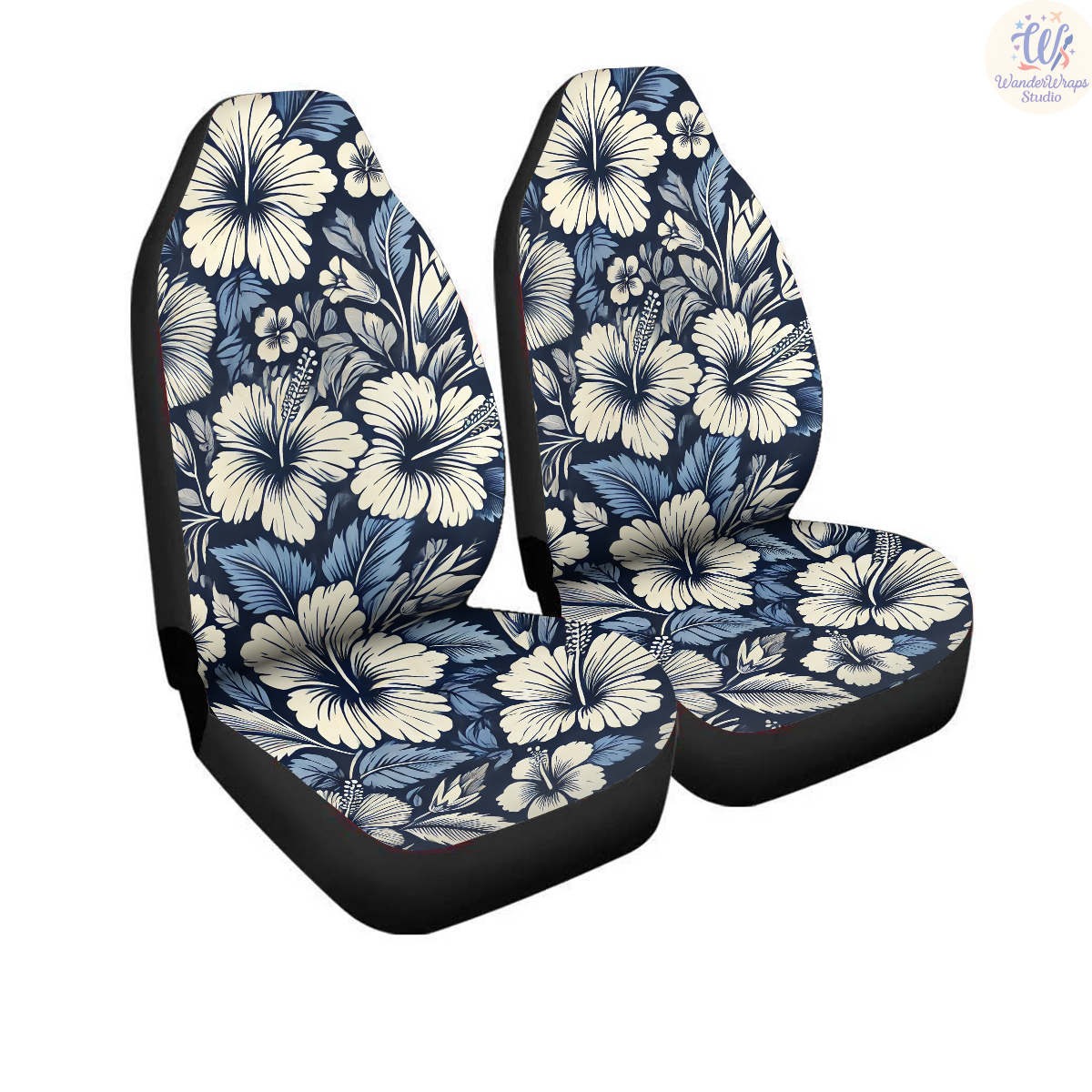 Blue Hibiscus Car Seat Covers – High Quality Graphic and Polar Fleece Protector Set