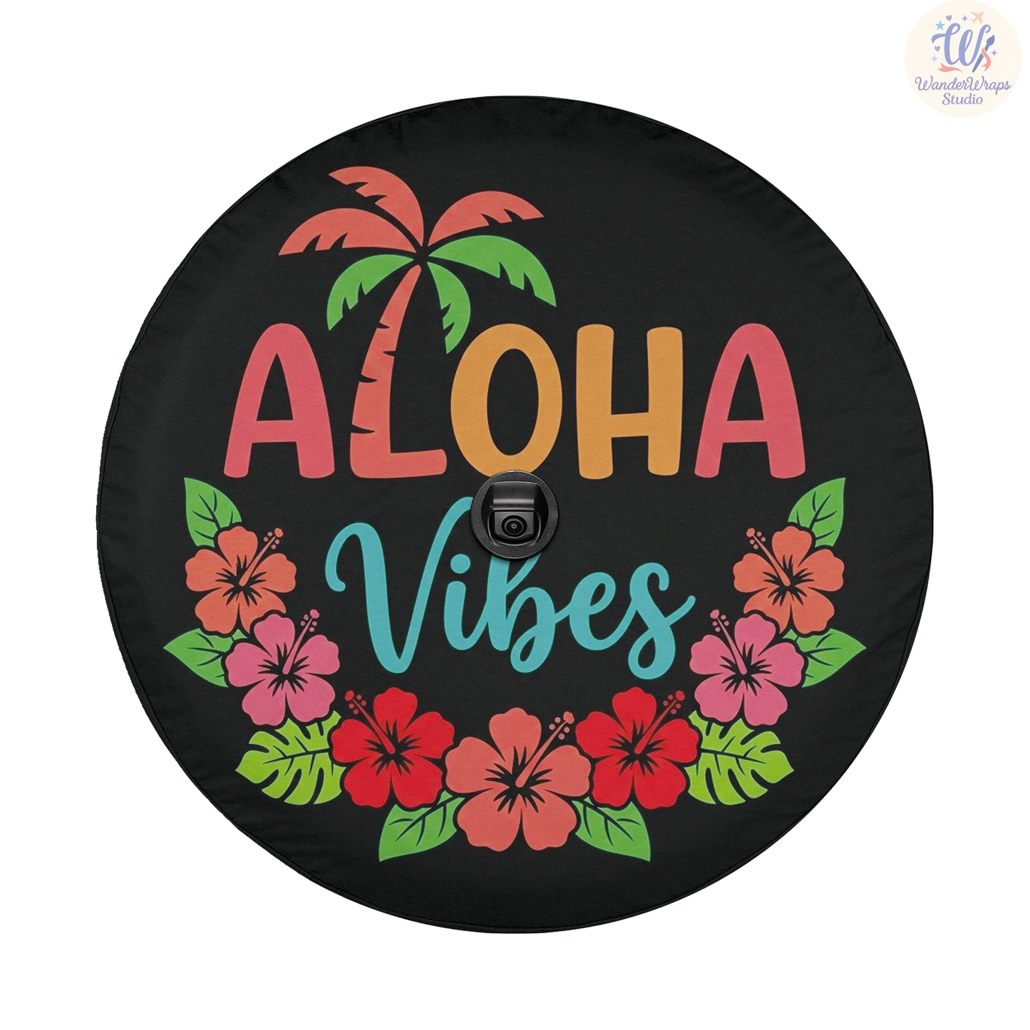 Aloha Vibes Spare Tire Cover – Waterproof UV Resistant Protector with Camera Hole