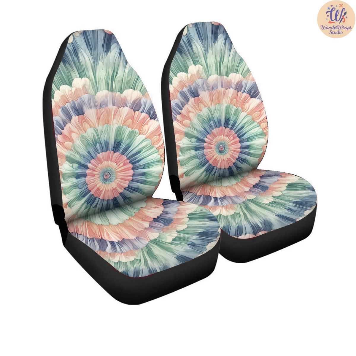 Pastel Tie-Dye Car Seat Covers – High Quality Graphic and Polar Fleece Protector Set