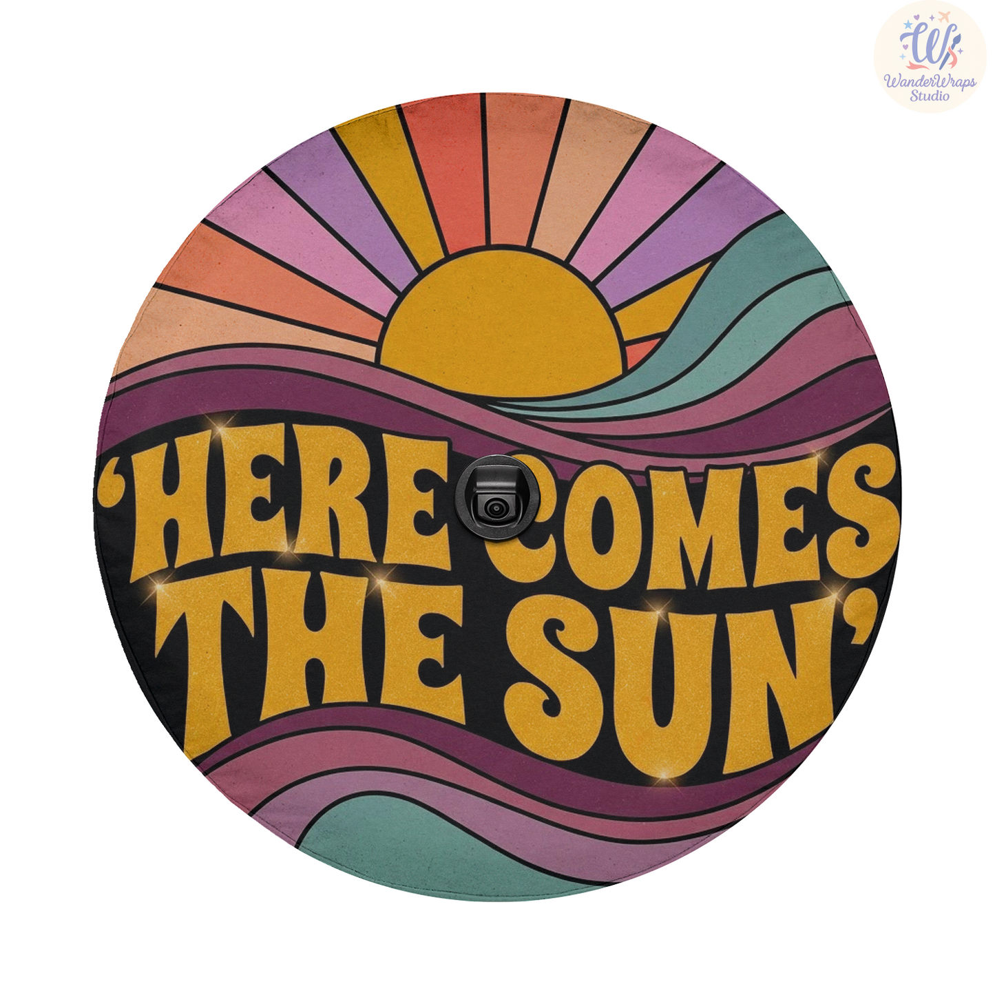 Here Comes The Sun Spare Tire Cover – Waterproof UV Resistant Protector with Camera Hole
