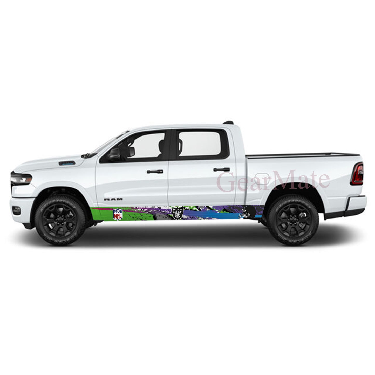 NFL Las Vegas Raiders Rocker Panel Graphic Decal Kit (Left & Right Sides) - High Quality Vinyl for Trucks & SUVs