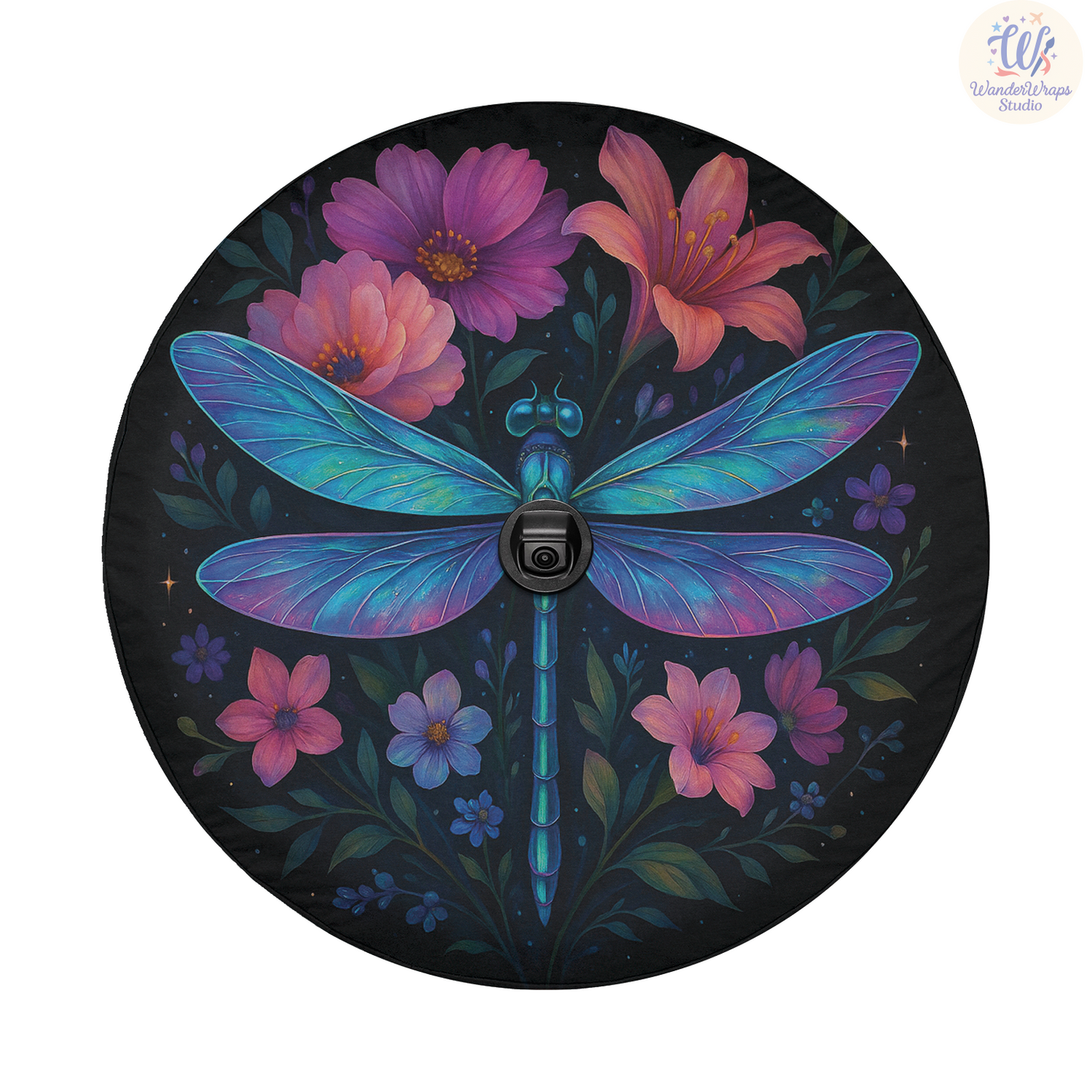 Floral Dragon Spare Tire Cover – Waterproof UV Resistant Protector with Camera Hole