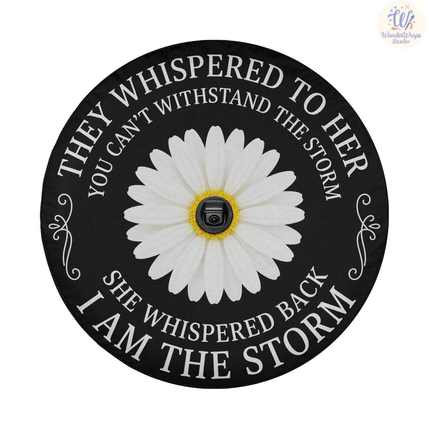 Daisy I Am The Storm Spare Tire Cover – Waterproof UV Resistant Protector with Camera Hole